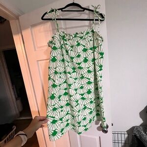 Green and white Floral Dress